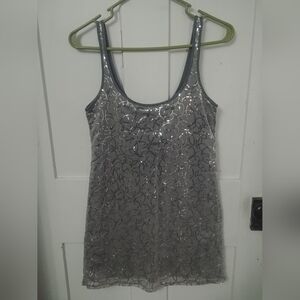 Express Women's Gray Silver Sequin Mini Dress Size Small